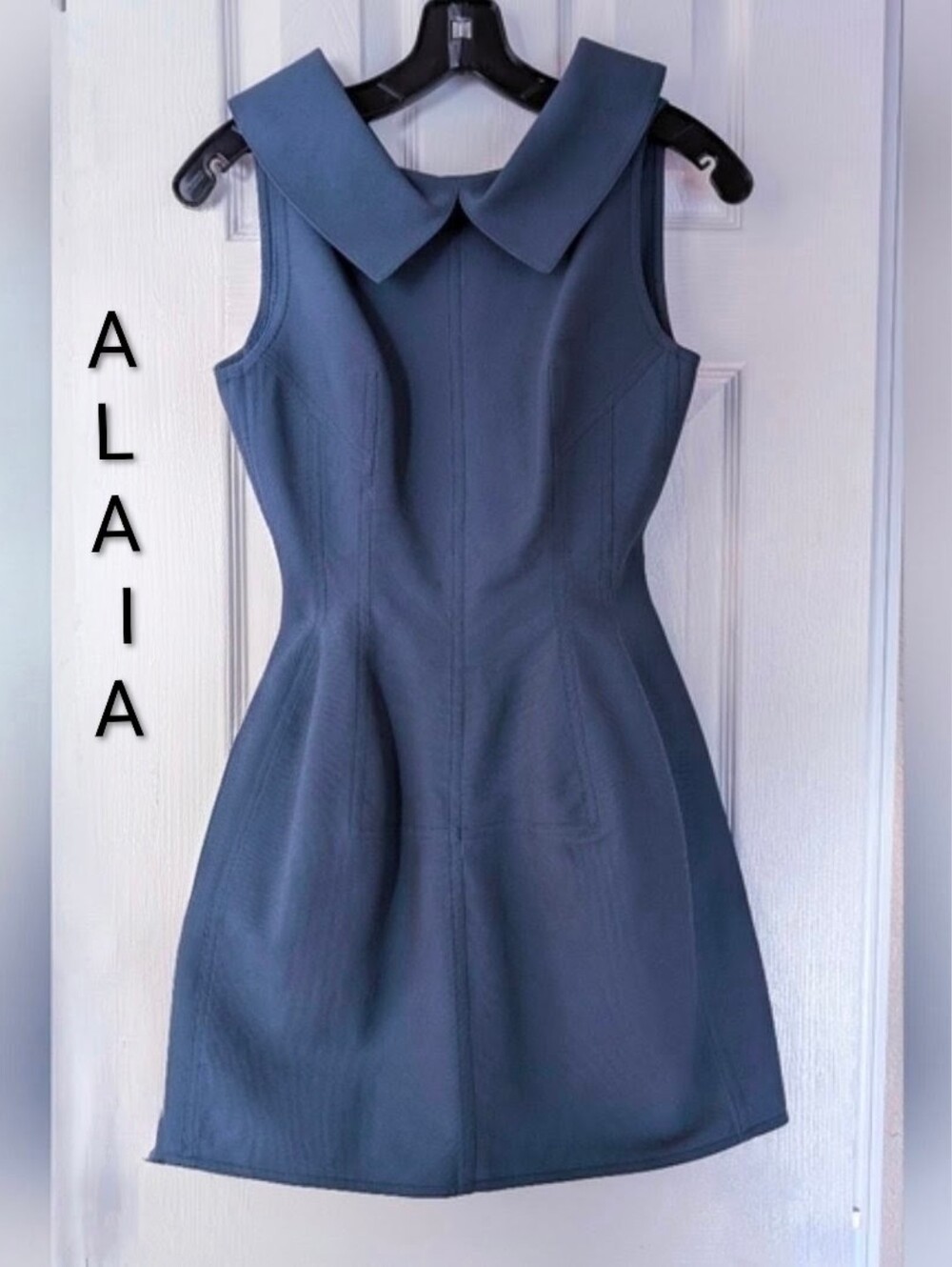 NWT Alaia Blue-Gray Cotton Minidress SZ 2